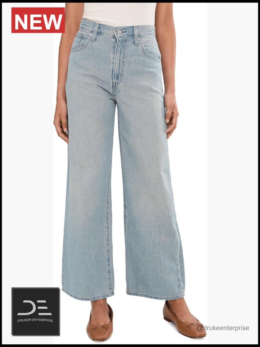High Rise Straight Leg Jeans With Back Adjusters